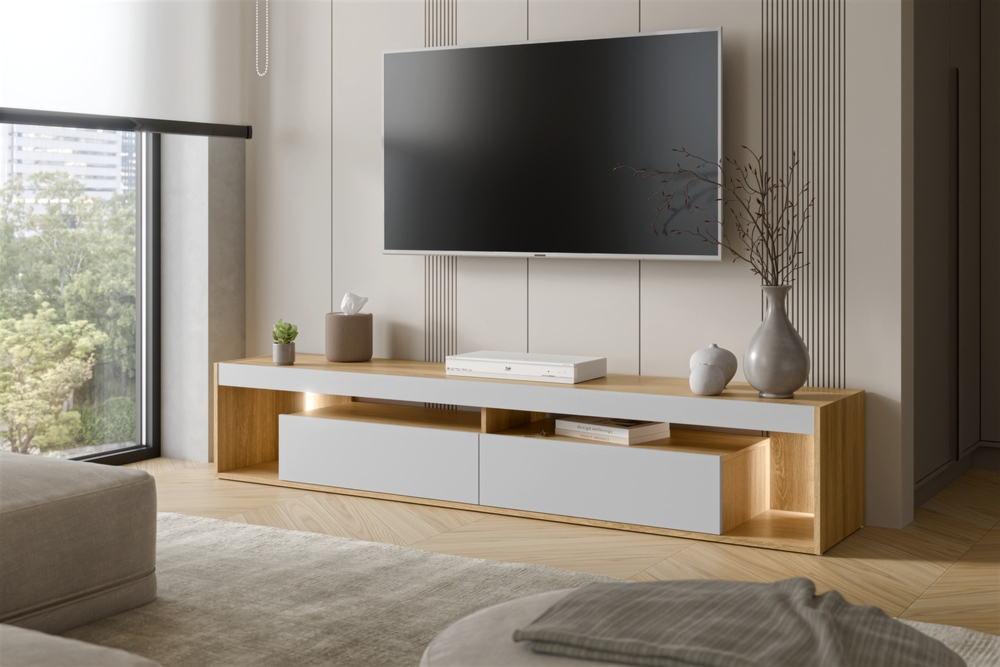 Szafka RTV dąb tajga/ szara mat 200 cm Verona