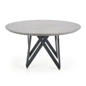 Stół okrągły szary marmur / czarny mat 140 cm Gustimo – elegancki design, wytrzymały materiał, styl skandynawski