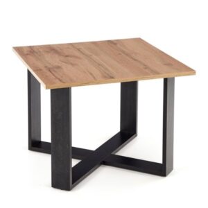 Stolik kawowy kwadratowy dąb wotan / czarny mat 67 x 67 cm Cross – nowoczesny design, funkcjonalność, trwałość