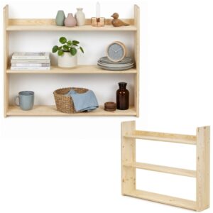 Półka ścienna 3 poziomy drewniana, regał ścienny na książki loft naturalny brąz