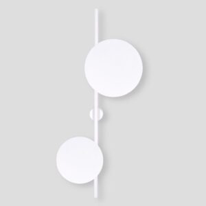 Pero 2 – designerski kinkiet, kolor biały, wysokość 81cm, dwa klosze