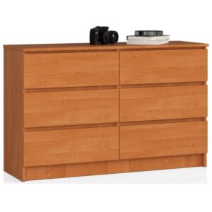 Komoda do salonu, sypialni, 6 szuflad, STILO, 120x40x77 cm, olcha, mat