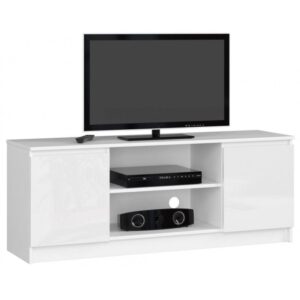 Szafka rtv, stolik, NOVA, 140x40x55 cm, biel, połysk