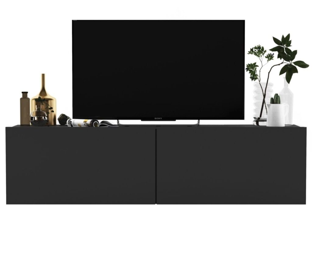 Szafka RTV, wisząca, SANO, 120x35x30 cm, grafit, mat