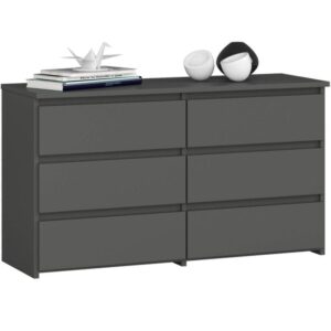 Komoda do sypialni, 6 szuflad, STILO, 100x35x57 cm, grafit, mat