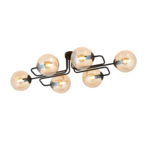 Brendi 6A BL – duży plafon, lampa sufitowa, klosze szklane bursztynowe