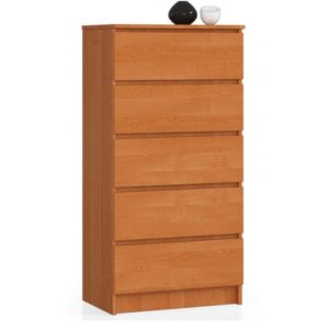 Komoda do sypialni, 5 szuflad, STILO, 60x40x121 cm, olcha, mat