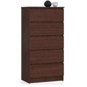 Komoda do sypialni, 5 szuflad, STILO, 60x40x121 cm, wenge, mat