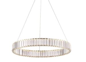 Żyrandol kryształowy, ring lampa wisząca pierścień LED – Kikim Crystal Mosiądz – 60cm