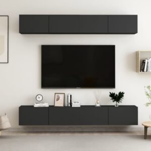 vidaXL Szafki telewizyjne, 4 szt., czarne, 100x30x30 cm, płyta wiórowa
