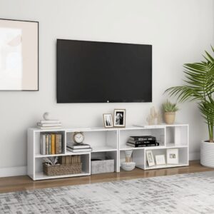vidaXL Szafka pod TV, biała, wysoki połysk, 149x30x52 cm