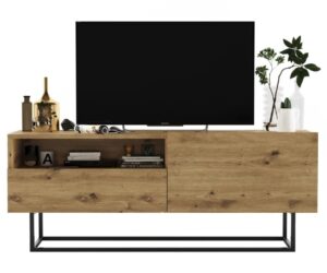 Komoda RTV, półka, loft, SANO, 120x35x46 cm, dąb artisan, mat