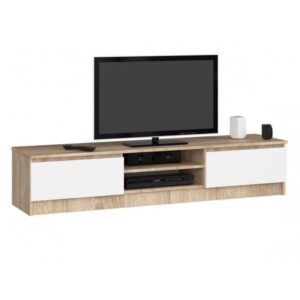 Szafka rtv, NOVA 160x40x33 cm, dąb sonoma, biel, mat