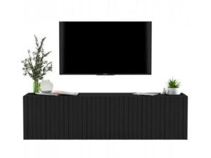 Komoda RTV, szafka wisząca, glamour, GRAVO, 150x37x39 cm, czarny, mat