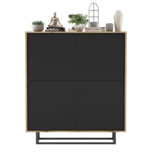 Komoda do salonu, loft, NORD, 113x35x127 cm, dąb wotan, czarny, mat
