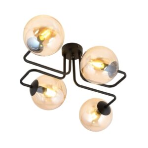 Brendi 4 BL – plafon, lampa sufitowa, cztery klosze bursztynowe