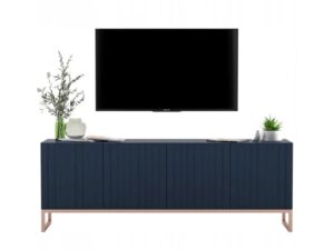 Komoda RTV, szafka stojąca, glamour, GRAVO, 150x37x53 cm, granatowy, mat