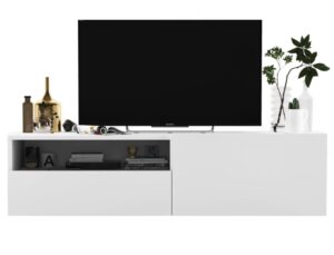 Wisząca szafka RTV, SANO, 120x35x30 cm, biel, mat