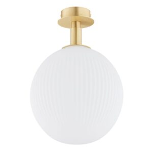 Lampa sufitowa i kinkiet w stylu Art Deco – złoty mosiądz, klosz biały ryflowany 25 cm Paloma 8505