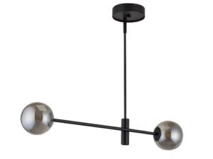 0ro 2-czarna sufitowa lampa do kuchni, klosze szare, bursztyn