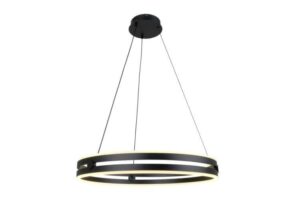 Anica – czarna, lampa wisząca, dwa pierścienie LED