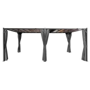 Pergola bioklimatyczna 3×6 z zasłonami ze składanym lamelowym dachem 18mkw