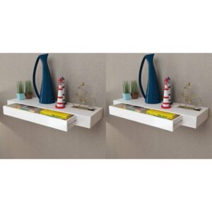 Półki wiszące z szufladami, 2 szt., białe, 80 cm