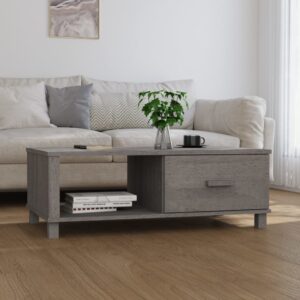 Stolik kawowy, jasnoszary, 100x55x35 cm, lite drewno sosnowe