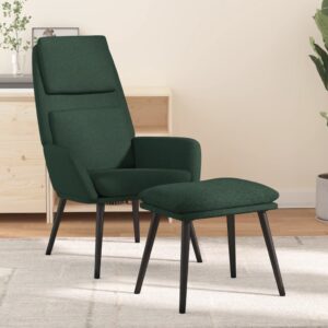 vidaXL Fotel z podnóżkiem, ciemnozielony, obity tkaniną