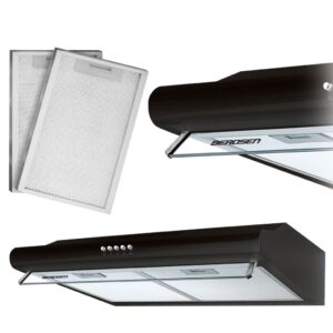 Okap kuchenny podszafkowy, LED, 50 cm, berdsen, BE-10-A, czarny