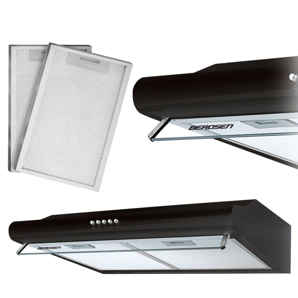 Okap kuchenny podszafkowy, LED, 50 cm, berdsen, BE-10-A, czarny