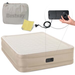Materac dmuchany, z wbudowaną pompką, Bestway, 203x152x46 cm