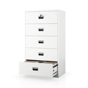 Szafa kartotekowa metalowa z 5 szufladami biała, 900x1620x600 mm: SARA XL V5