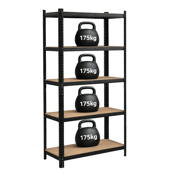 Regał magazynowy garażowy warsztatowy metalowy czarny ocynk 875kg 180x90cm