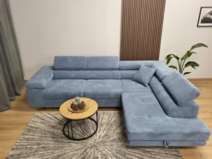 Narożnik Aston sztruks do salonu rozkładany funkcja spania rogówka