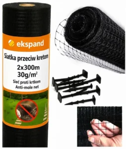 Siatka na krety 2×300 nornice przeciw kretom PREMIUM 30g MOCNA 100 KOŁKÓW