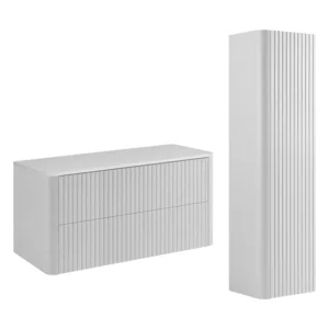 Szafka Łazienkowa 100 Owalne Fronty Ryfle Biały Szuflady Push Blat Słupek