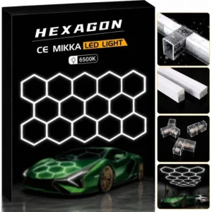 Panel Lampa LED Mikka Hexagon 394×229 cm biały Warsztat Garaż 456W