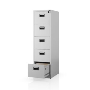 Szafa kartotekowa metalowa z 5 szufladami szara, 460×1625.5×600 mm: SARA V5