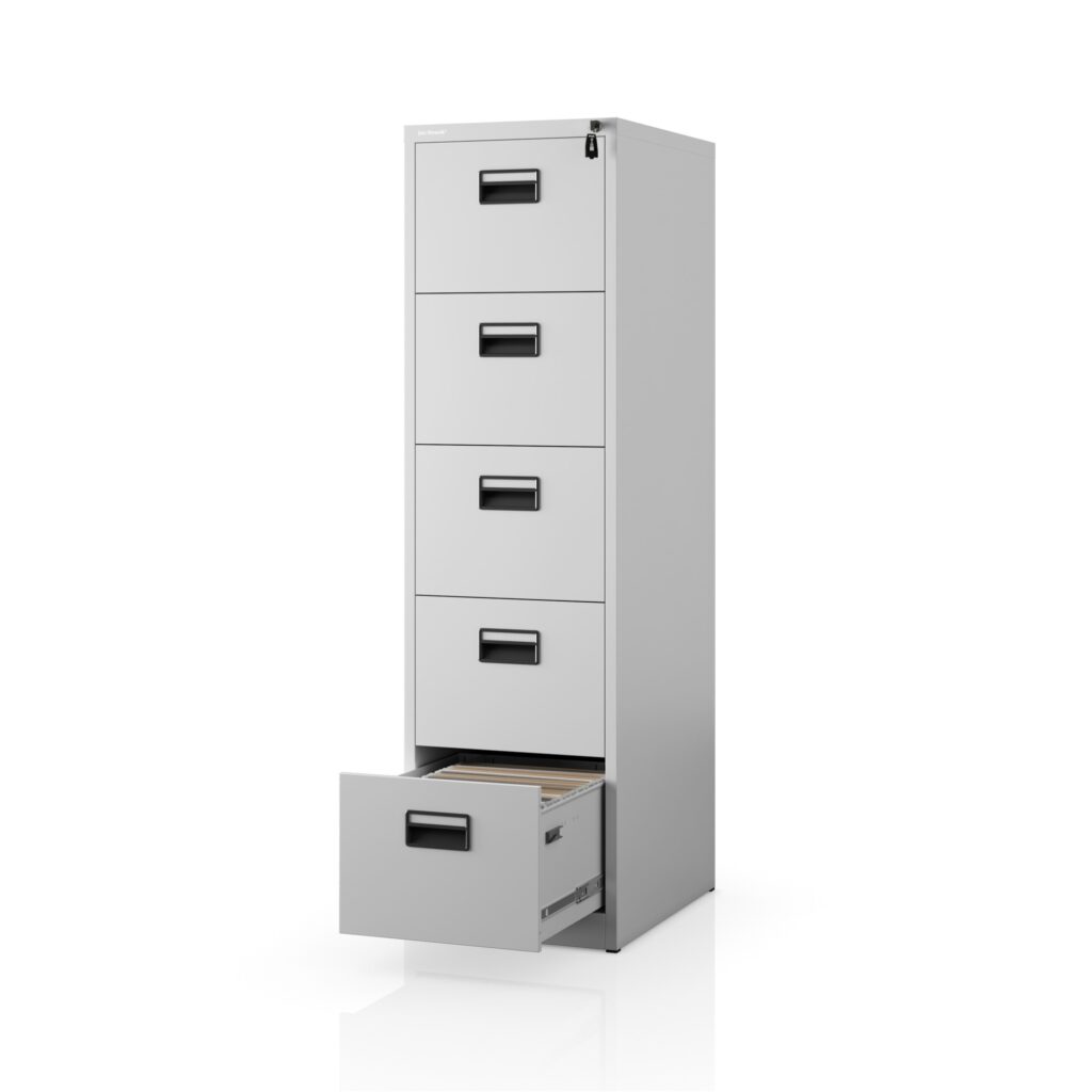 Szafa kartotekowa metalowa z 5 szufladami szara, 460×1625.5×600 mm: SARA V5