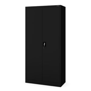 Szafa metalowa wielofunkcyjna z drążkiem czarna, 900x1850x450 mm: DAWID All Black