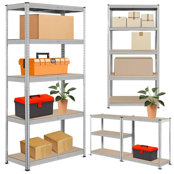 REGAŁ METALOWY MAGAZYNOWY 2w1 5 PÓŁEK 180X90X40CM 875KG GARAŻOWY WCISKANY