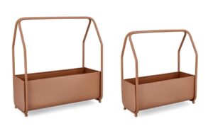 Zestaw 2 podstawek na kwiaty KEYRA  brązowy 41x21x47h, 52×22,5x52h stalowych Bizzotto