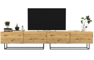 Szafka RTV, stojąca, loft, industrialna, SANO, 240x35x46 cm, dąb artisan, mat