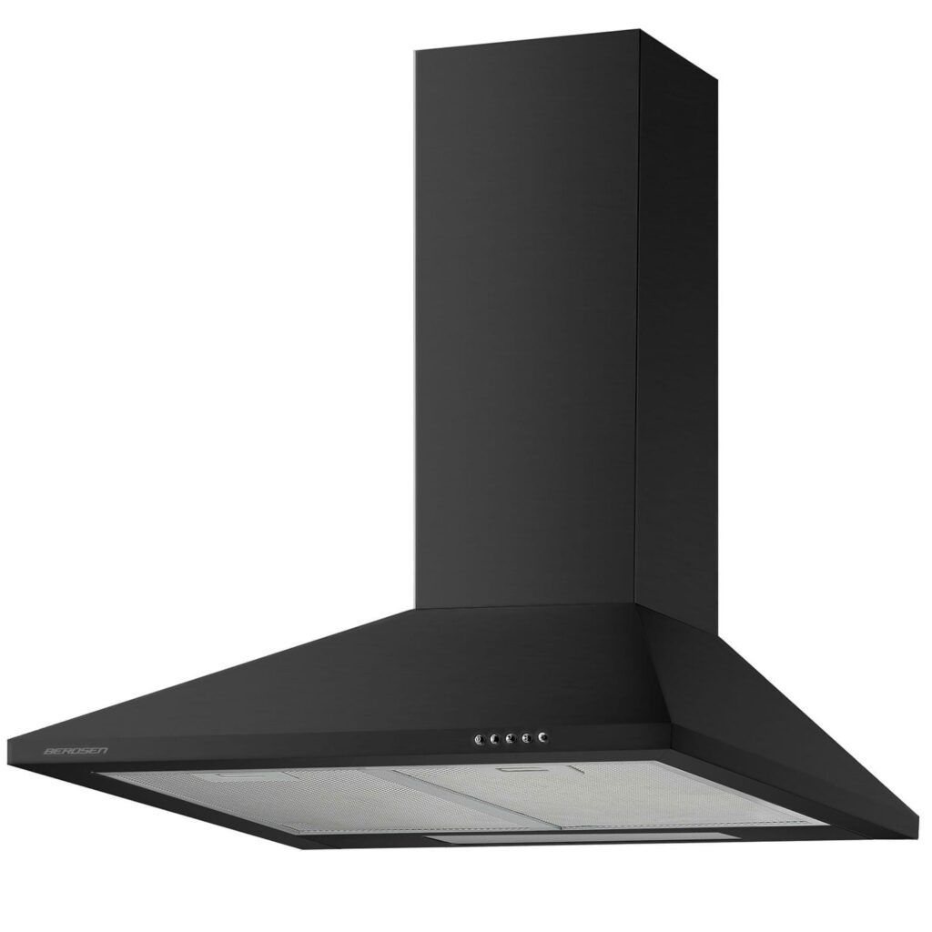 Okap kuchenny, kominowy, 60 cm, berdsen, BT-214, czarny
