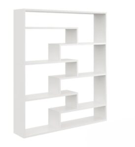Regał ścienny na książki, biblioteczka, ELVO, 104x18x120 cm, biały, mat