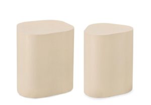 Stolik kawowy Jasleen kremowa 35x33x45 i 47x42x45cm stal emalią Bizzotto