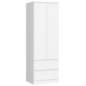 Szafa do sypialni, szuflady, DORMI XS, 60x50x180 cm, biel, mat
