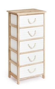 Komoda Yvette biało-naturalna 40x29x90cm paulownia MDF Bizzotto
