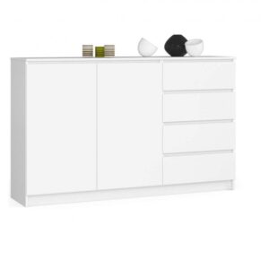 Komoda do sypialni, 4 szuflady, PLENO, 160x40x99 cm, biel, mat